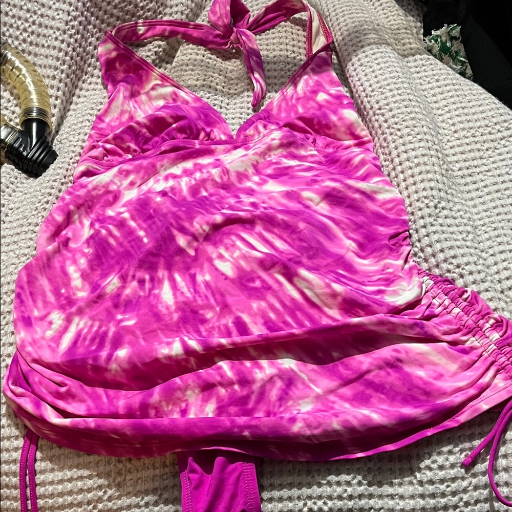 Women’s Pink Tie-Dye Halter Tankini Top - La Blanca